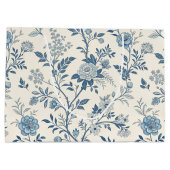 Blue Vintage Floral Pattern Große Geschenktüte (Rückseite)