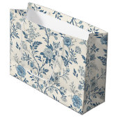Blue Vintage Floral Pattern Große Geschenktüte (Vorderseite Schrägansicht)