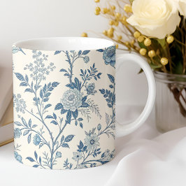 Blue Vintage Floral Pattern Kaffeetasse
