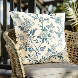 Blue Vintage Floral Pattern Kissen