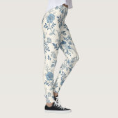 Blue Vintage Floral Pattern Leggings (Rechts)