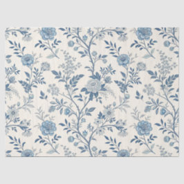 Blue Vintage Floral Pattern Seidenpapier