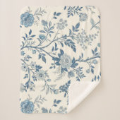 Blue Vintage Floral Pattern Sherpadecke (Vorderseite)