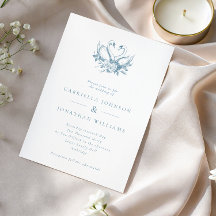 Blue Vintage Floral Swans Wedding