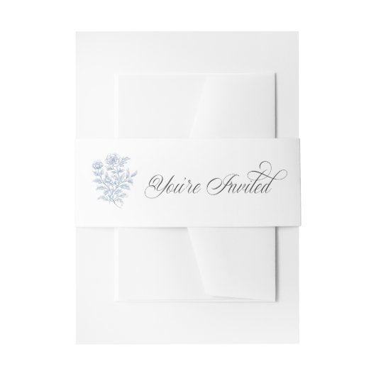 Blue Vintage French Calligraphy Your Invited  Einladungsbanderole (Vorderseite Beispiel)