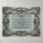 Blue Vintage Marriage Certificate Poster (Vorne)