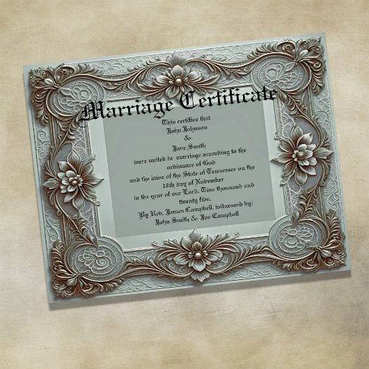 Blue Vintage Marriage Certificate Poster