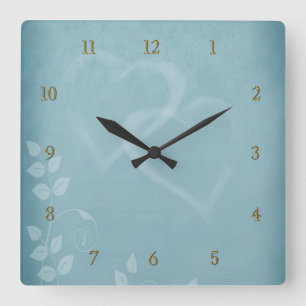 Blue Vintage Quadratische Wanduhr