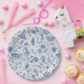 Blue vintage rabbits and spring flowers pattern pappteller (Party)