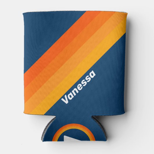 Blue Vintage Stripe with Name Dosenkühler (Vorderseite)