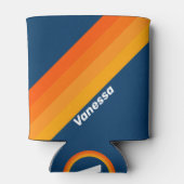 Blue Vintage Stripe with Name Dosenkühler (Rückseite)