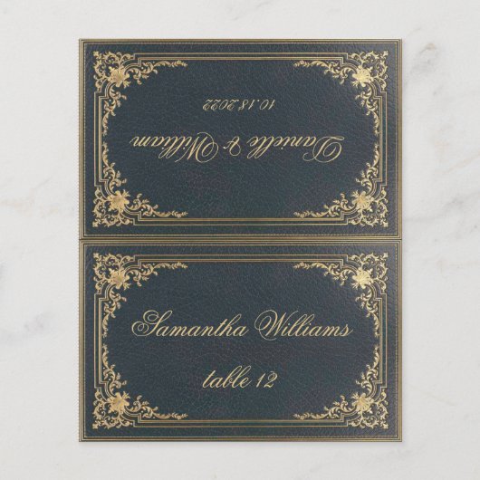 Blue Vintage Wedding Platzkarte (Vorderseite)