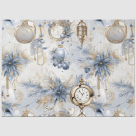 Blue Vintage Weihnachten Blumendekoupage Seidenpapier