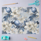 Blue Vintage Weihnachten Blumendekoupage Seidenpapier (Basteln)