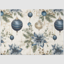 Blue Vintage Weihnachten Blumendekoupage Seidenpapier