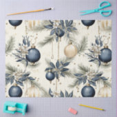 Blue Vintage Weihnachten Blumendekoupage Seidenpapier (Basteln)