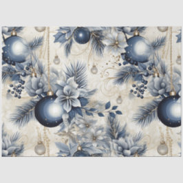 Blue Vintage Weihnachten Blumendekoupage Seidenpapier