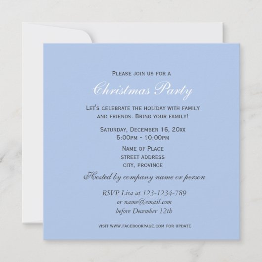 Blue Vintage Weihnachtsbild Party Einladung (Vorderseite)