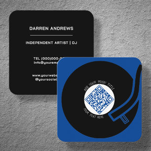 Blue Vinyl LP   Music QR Code Quadratische Visitenkarte
