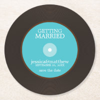 Blue Vinyl Record Wedding Save the Date Wedding