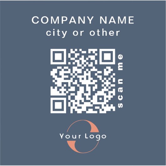Blue Vinyl Square Business QR Code Wasser Flasche Aufkleber (Vorderseite)