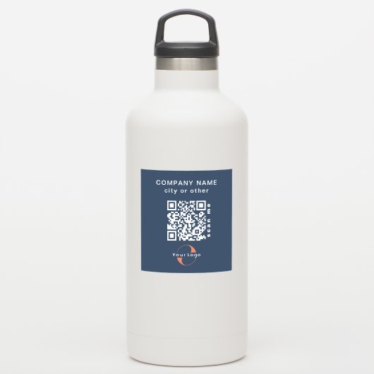 Blue Vinyl Square Business QR Code Wasser Flasche Aufkleber (Wassserflasche)