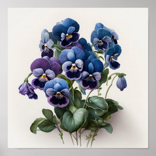 Blue Violas Blume Art Print Poster (Vorne)