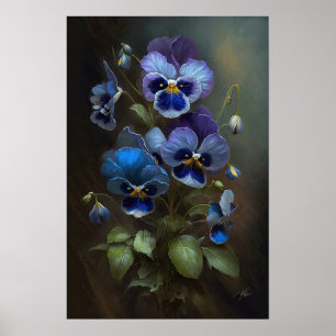 Blue Violas Blume Art Print Poster