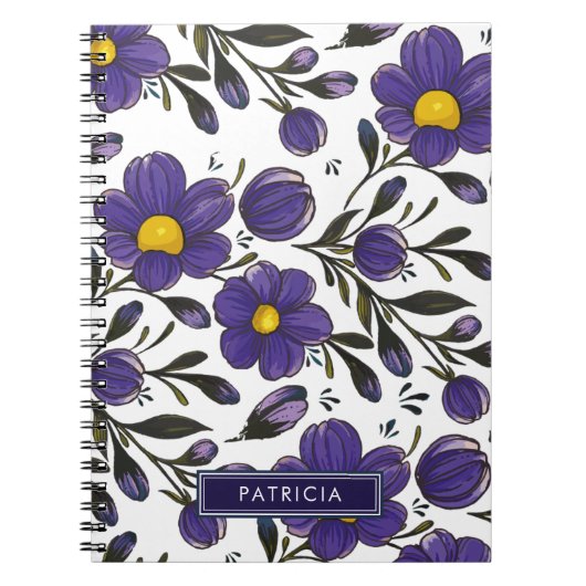 Blue Violet Blume mit Personalisierten Blätter Notizblock (Vorderseite)