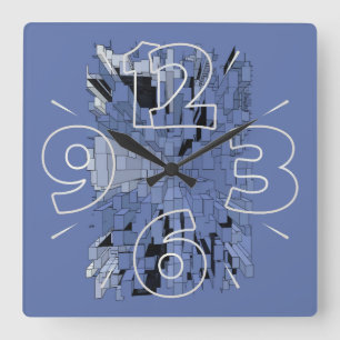 Blue violet city quadratische wanduhr