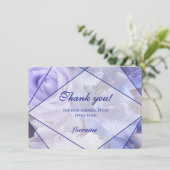 Blue Violet Florals Thank You Card Dankeskarte (Stehend Vorderseite)