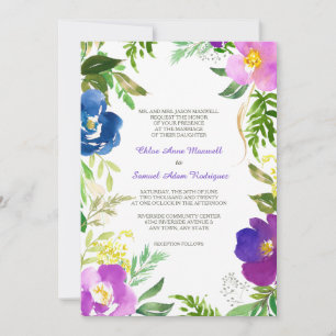 Blue Violet Garden Formal Wedding Einladung