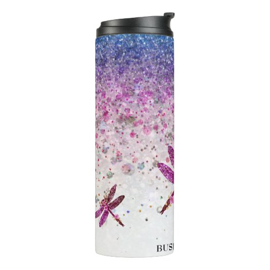 *~* Blue Violet Glitzer Dragon Fly Girly Thermosbecher (Nach links gedreht)
