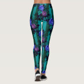 Blue Violet Gothic Rose Garden Leggings (Rückseite)