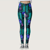 Blue Violet Gothic Rose Garden Leggings (Vorderseite)