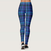 Blue Violet Green Black Tartan Karierte Leggings (Rückseite)
