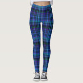 Blue Violet Green Black Tartan Karierte Leggings (Vorderseite)