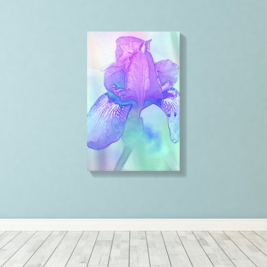 Blue Violet Iris Digital Watercolor Leinwanddruck (Insitu (Holzboden))