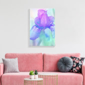 Blue Violet Iris Digital Watercolor Leinwanddruck (Insitu (Wohnzimmer))