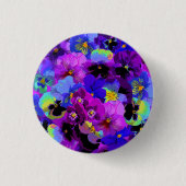 Blue Violet Lila Pansy Spring Blume Button (Vorderseite)