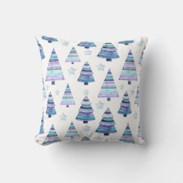 Blue Violet Modernes Weihnachtsbaummuster Kissen