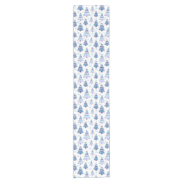 Blue Violet Modernes Weihnachtsbaummuster Kurzer Tischläufer