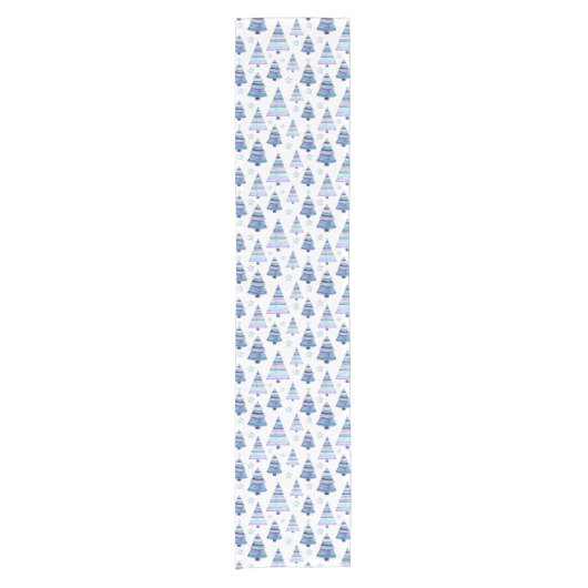 Blue Violet Modernes Weihnachtsbaummuster Kurzer Tischläufer (Vorderseite)