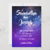Blue Violet Ombre Cosmic Foto Save The Date (Vorderseite)
