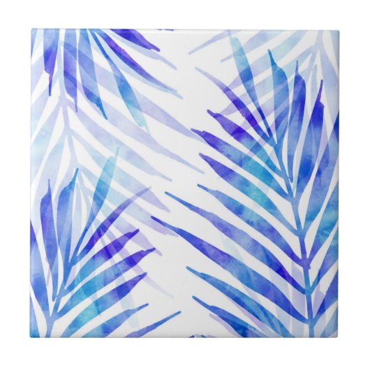 Blue Violet Palm Fronds Fliese (Vorderseite)