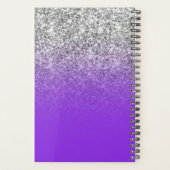 Blue Violet Silver Glitzer Ombre Personalisiert Planer (Rückseite)