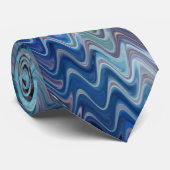 Blue Violet Teal White Marbling Abstraction Krawatte (Gerollt)