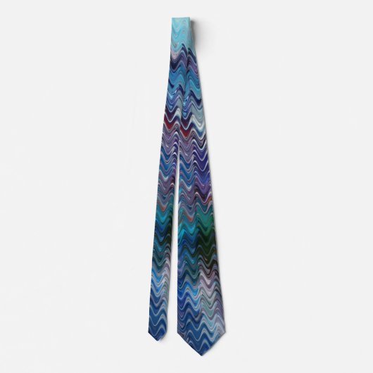 Blue Violet Teal White Marbling Abstraction Krawatte (Rückseite)