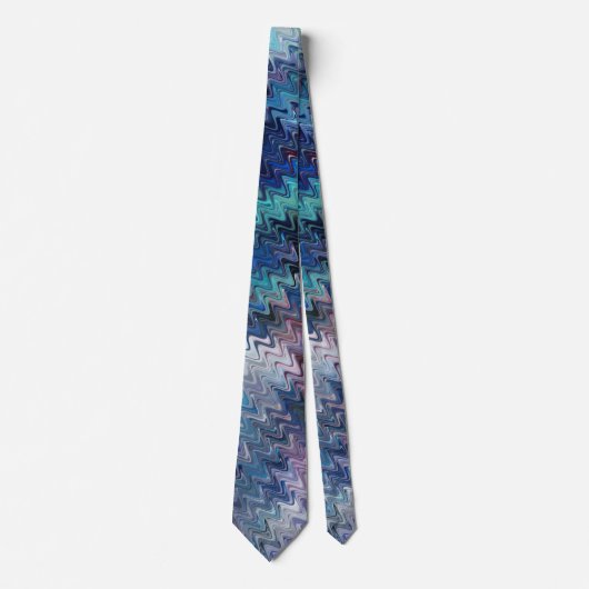 Blue Violet Teal White Marbling Abstraction Krawatte (Vorderseite)