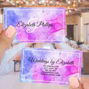 Blue Violet Watercolor Monogram Letter Profession Visitenkarte